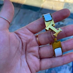 White and Gold Hermès Clic H Bracelet